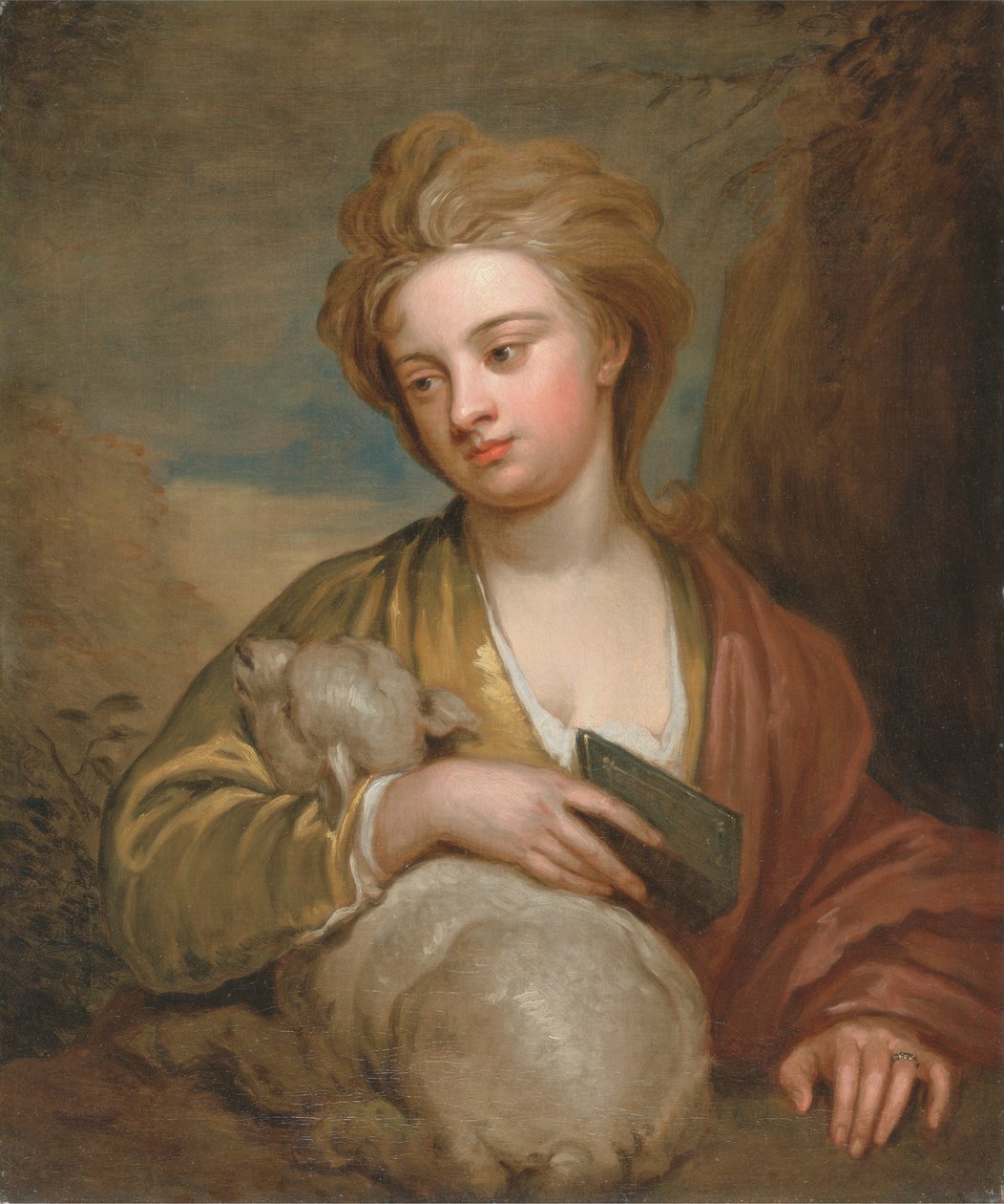Naisen muotokuva St. Agnesina, joka on perinteisesti tunnistettu Catherine Vossiksi tekijältä Sir Godfrey Kneller