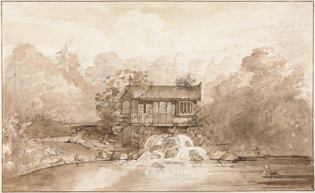 Design for the Hermitage, Virginia Water (kynä ja ruskea muste grafiitin päällä, pesu paperille) tekijältä Sir Jeffry Wyatville