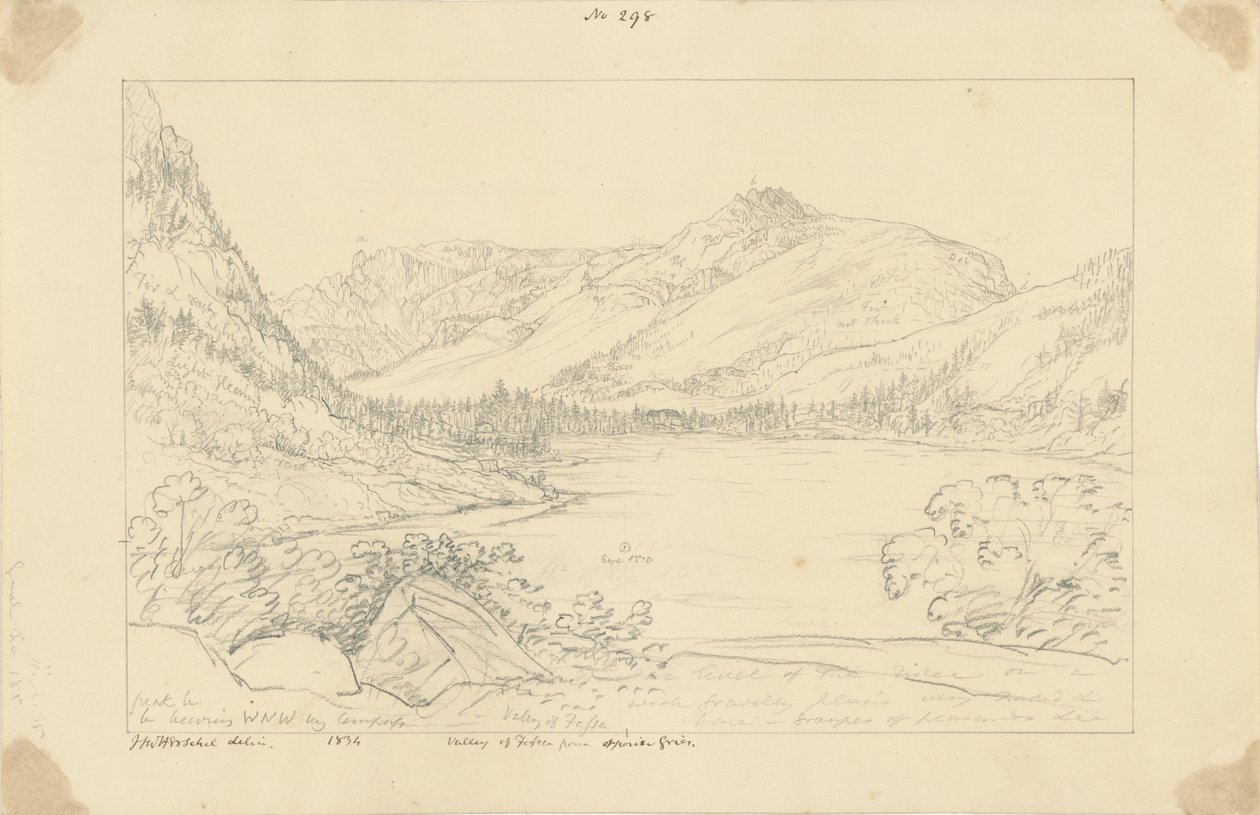 Fassan laakso Griesin vastakkaiselta puolelta tekijältä Sir John Frederick William Herschel