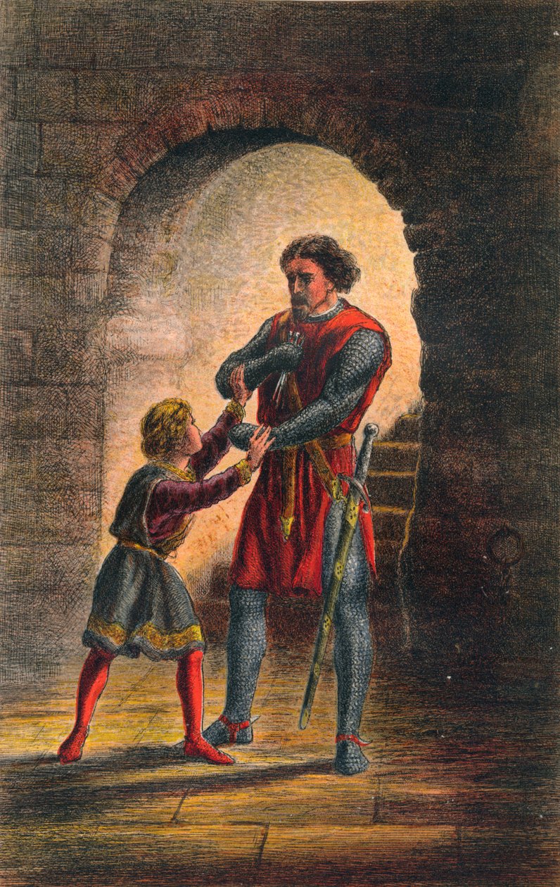 Arthur puhuu elokuvassa King John: Act IV, Scene I, c1875 tekijältä Sir John Gilbert