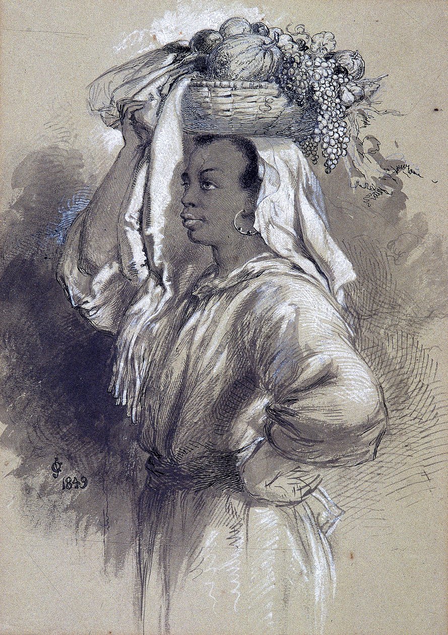 "Tyttö hedelmillä", 1849 tekijältä Sir John Gilbert
