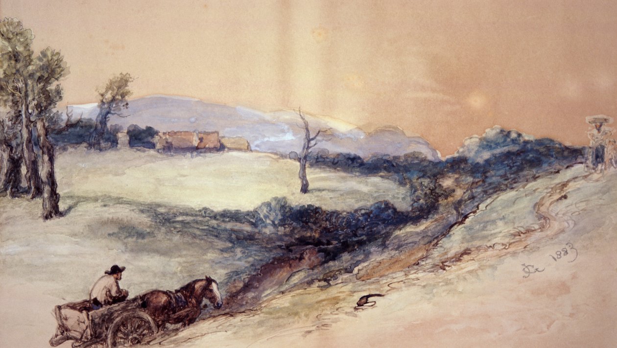 "Maisema hevosen ja kärryjen kanssa", 1883. tekijältä Sir John Gilbert