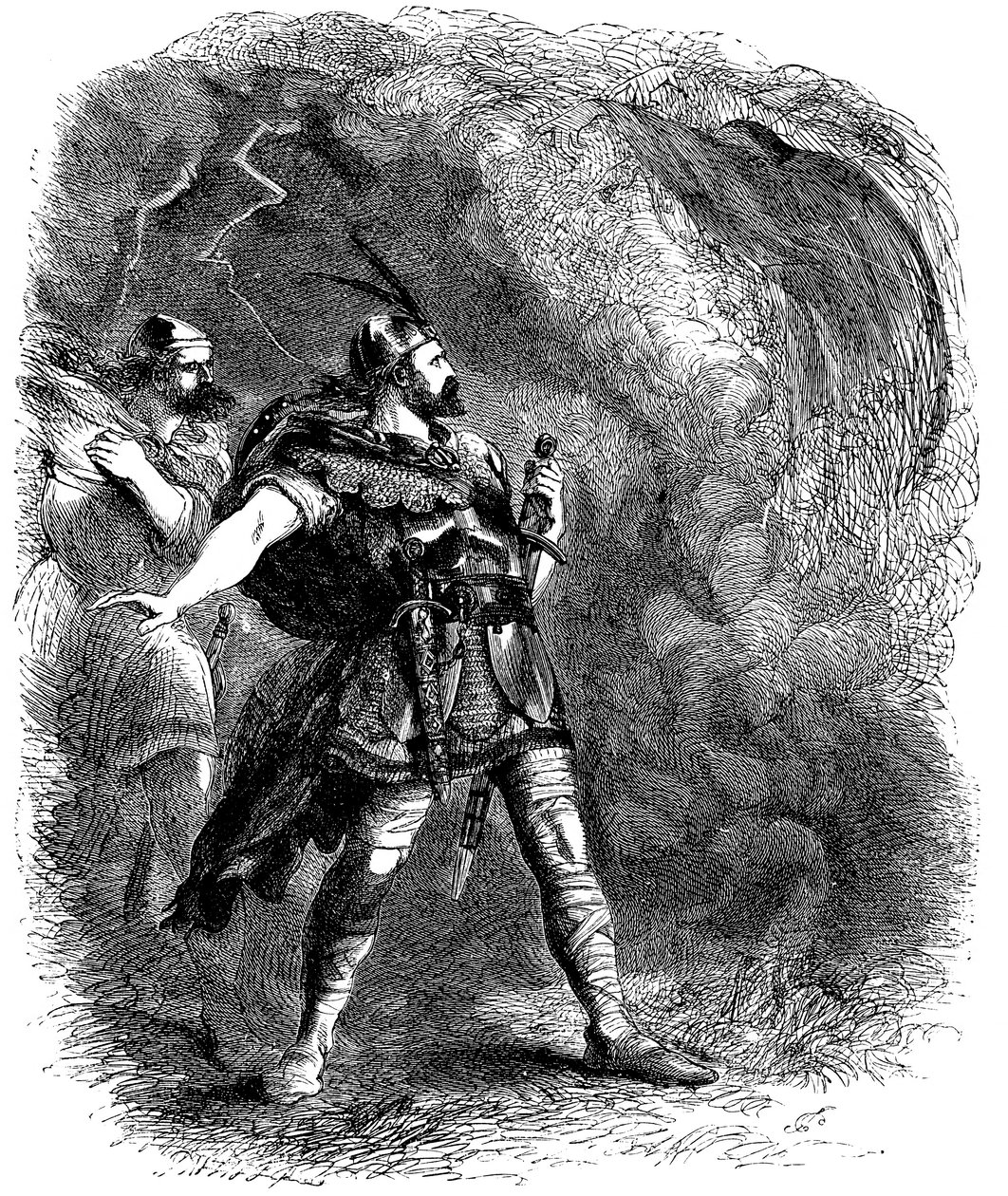 Macbeth ja Banquo kohtaavat kolme noitaa, 1858 tekijältä Sir John Gilbert