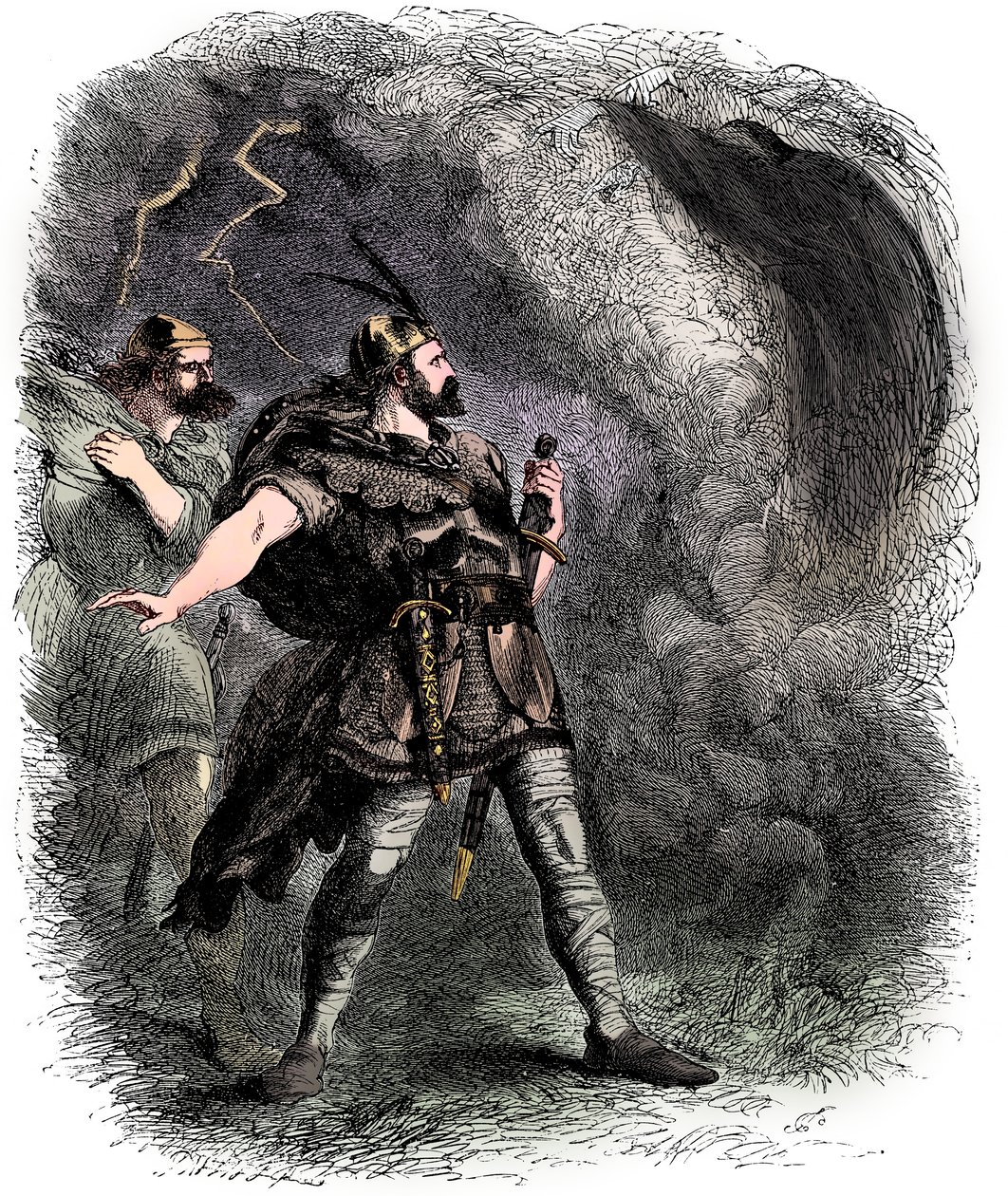 Macbeth ja Banquo kohtaavat kolme noitaa, 1858 tekijältä Sir John Gilbert