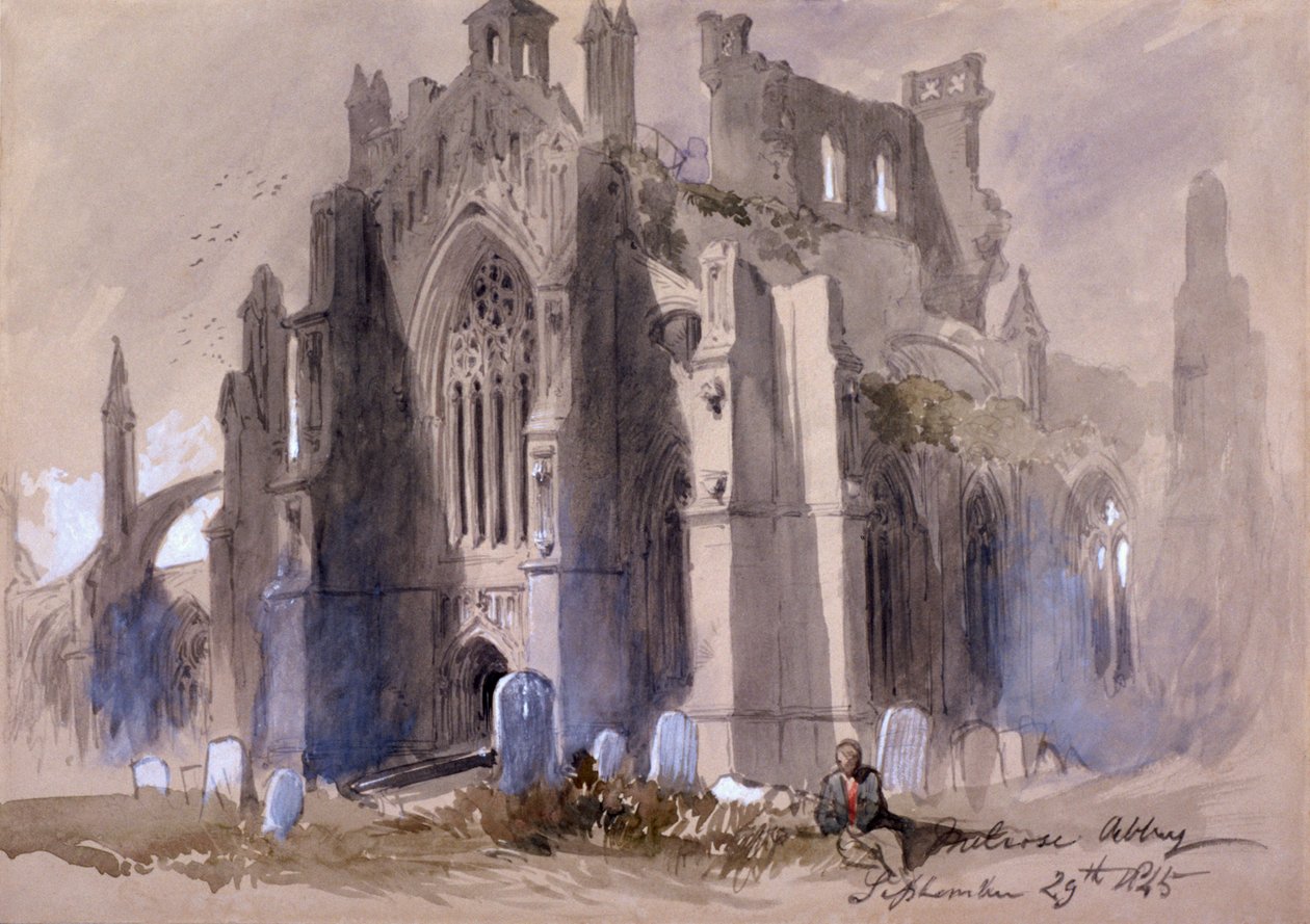 "Melrose Abbey", 1845 tekijältä Sir John Gilbert