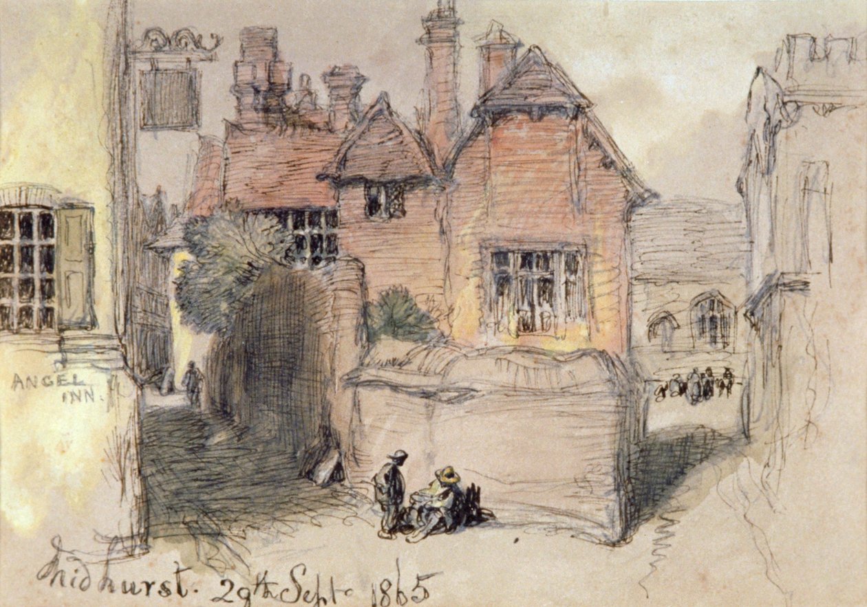 "The Angel Inn, Midhurst", 1865 tekijältä Sir John Gilbert