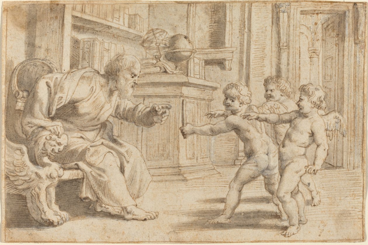 Putti testaa miehen syvyyskäsitystä tekijältä Sir Peter Paul Rubens