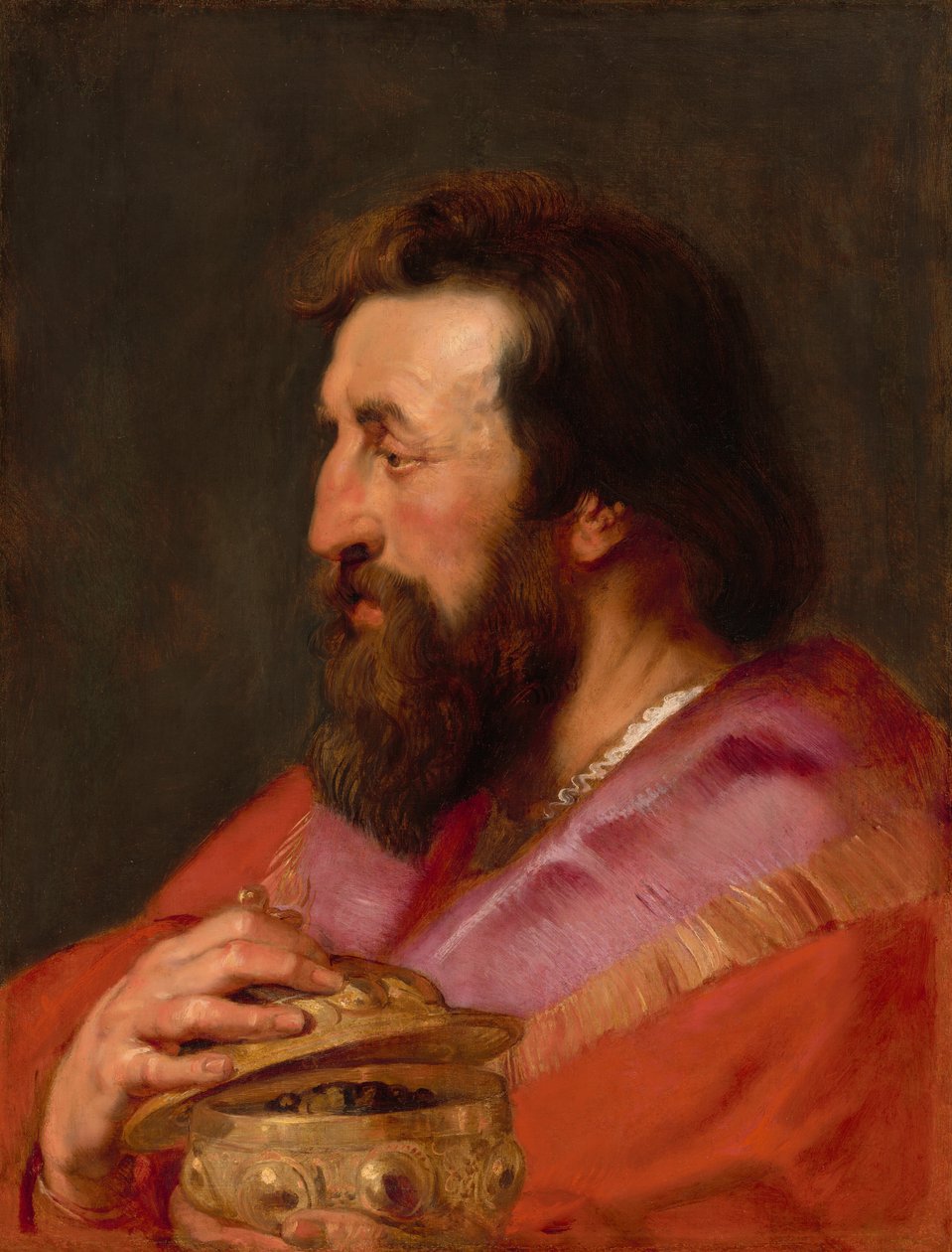 Yhden kolmesta kuninkaasta pää: Melchior, Assyrian kuningas tekijältä Sir Peter Paul Rubens and Studio