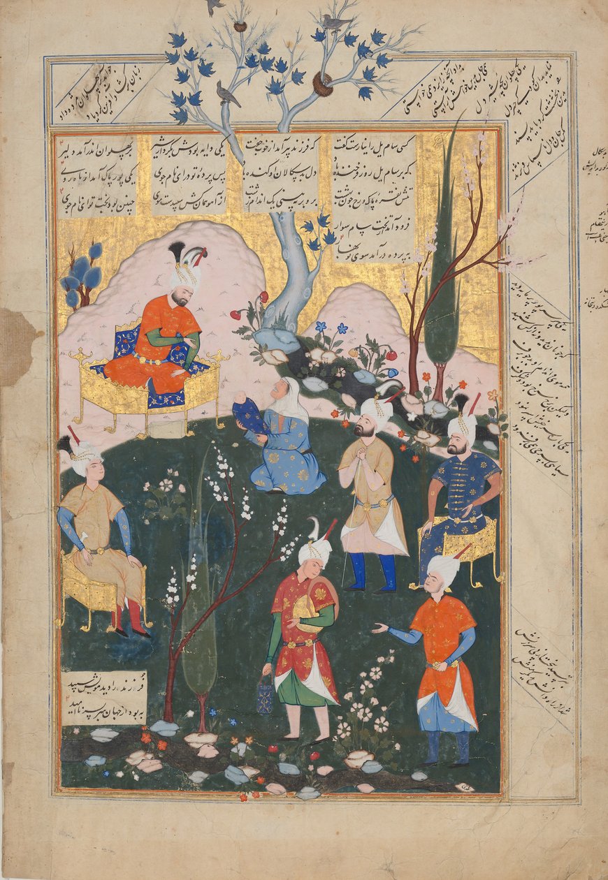 Zalin syntymä, Folio Shahnama Kings -kirjasta, 1576-77. tekijältä Siyavush