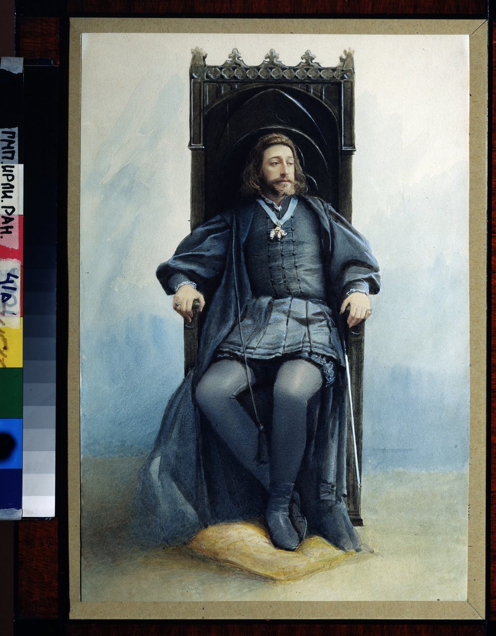 Grand duc Constantin Constantinovich Romanov (1858-1915), Hamletin rooli, William Shakespearen teatteri (1564-1616), 21 fevrier 1899. (Suurherttua Konstantinovitš, Hamletina W:n teatterinäytelmässä Shakespeare, helmikuussa tekijältä Sofia Ivanovna Kramskaya