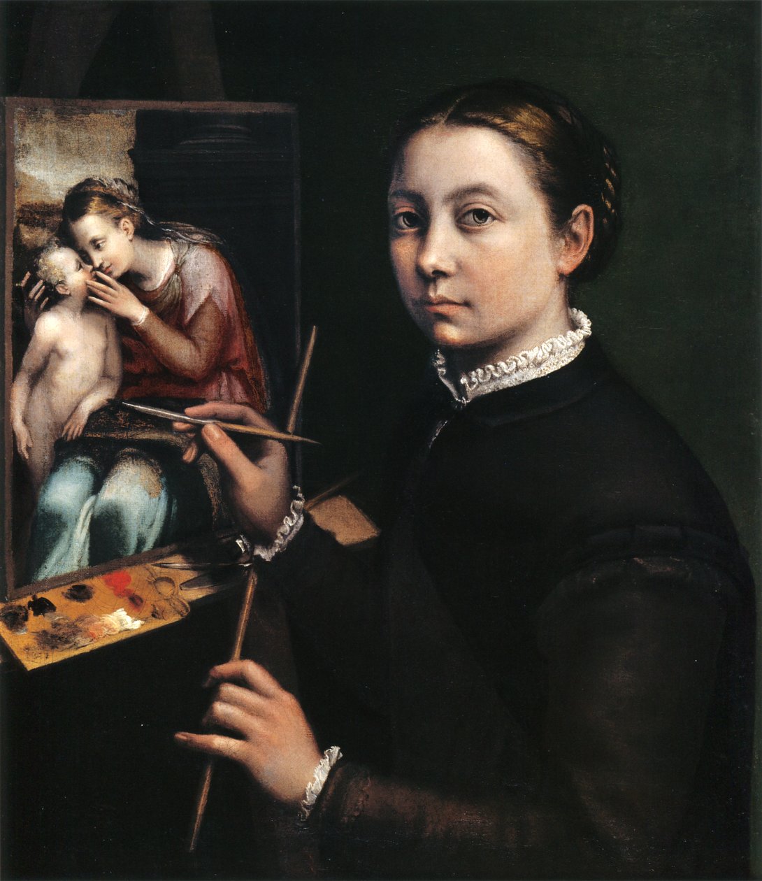 Omakuva maalaustelineellä tekijältä Sofonisba Anguissola