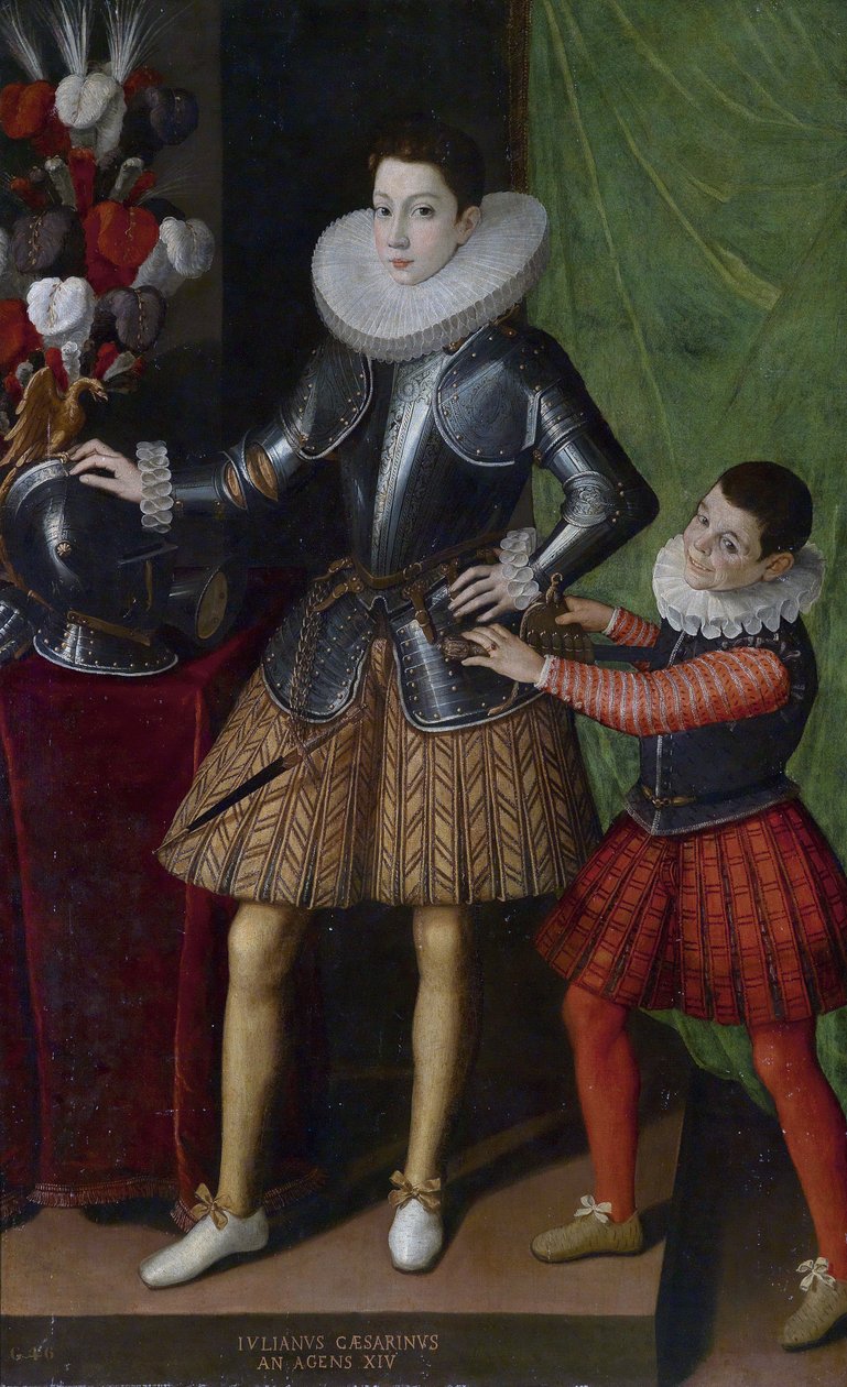 Giuliano Cesarini (nuorempi) (1466-1510), ikä 14 vuotta - Peinture de Sofonisba Anguissola (n. 1532-1625) - n. 1586 - Öljy kankaalle - 186x115 - Yksityiskokoelma tekijältä Sofonisba Anguissola
