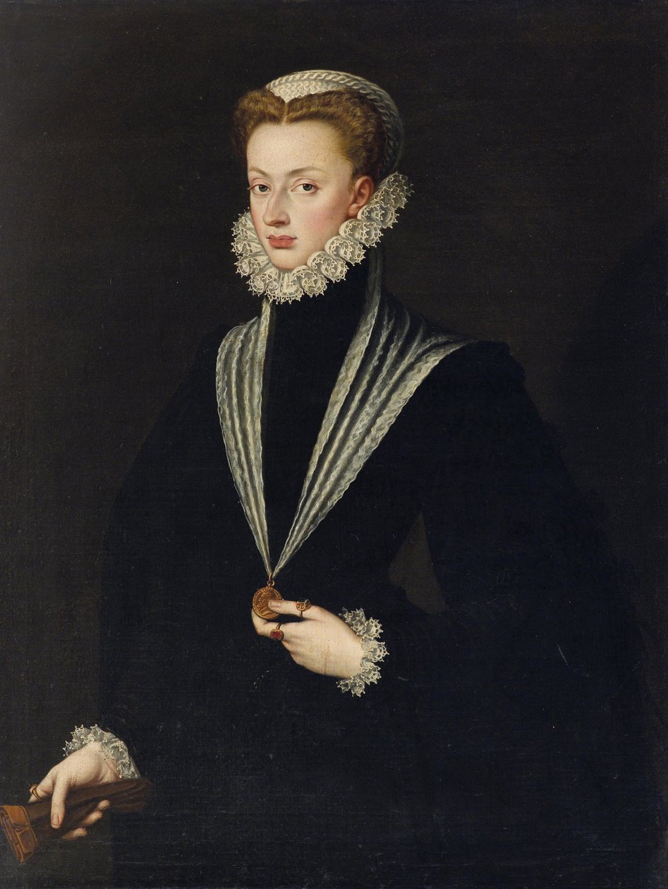 Joanna Itävaltalainen (Jeanne de Habsbourg) - Anguissola, Sofonisba (n. 1532-1625) Itävallan Joannan (1547-1578) muotokuva. Öljy kankaalle, koko: 106x81, , Yksityiskokoelma tekijältä Sofonisba Anguissola