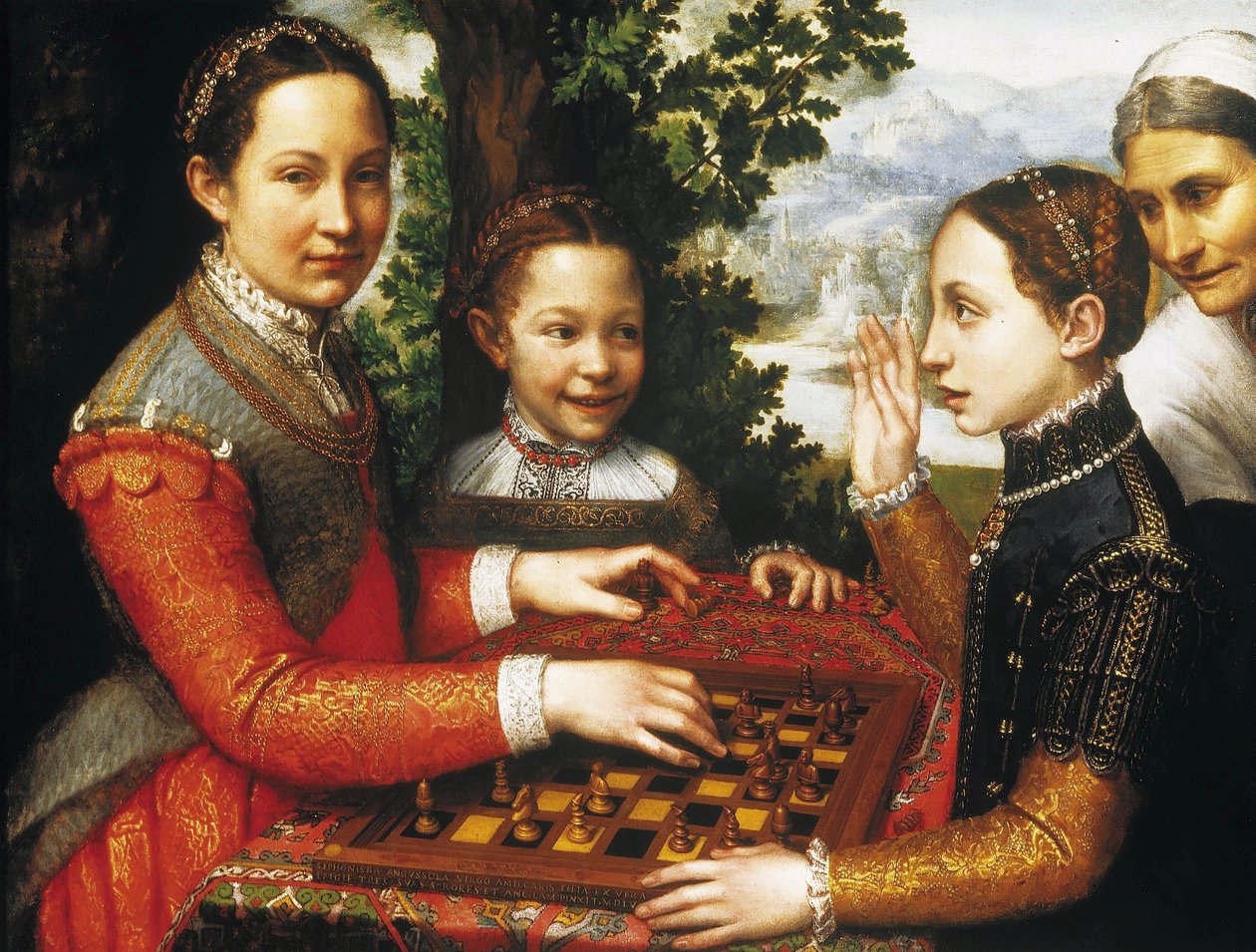 The Chess Game (Muotokuva taiteilijan siskoista pelaamassa shakkia). tekijältä Sofonisba Anguissola