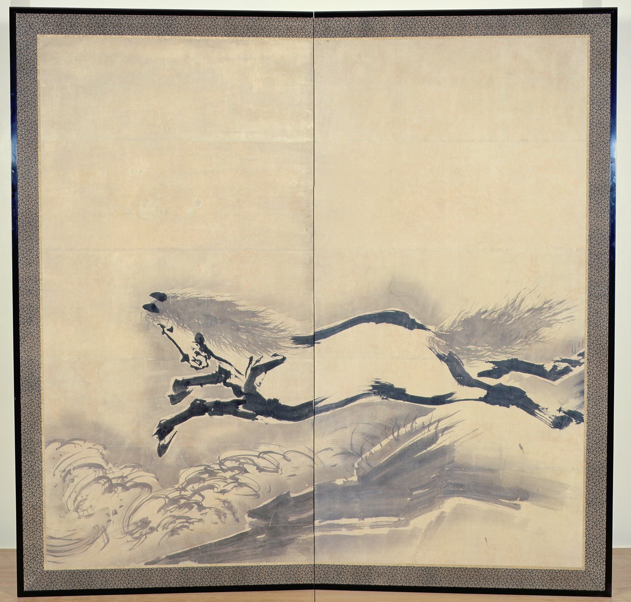 Hevoshyppy, japanilainen, Edo-kausi, noin 1700-luku (muste paperille) (yksi parista) (katso myös 121396) tekijältä Soga Shohaku