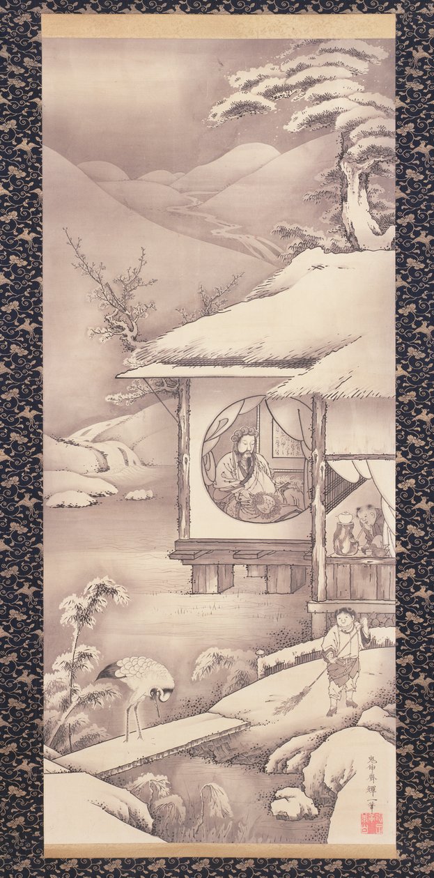 Lin Bu (Lin Hequing) n. 1775 (muste paperille) tekijältä Soga Shohaku