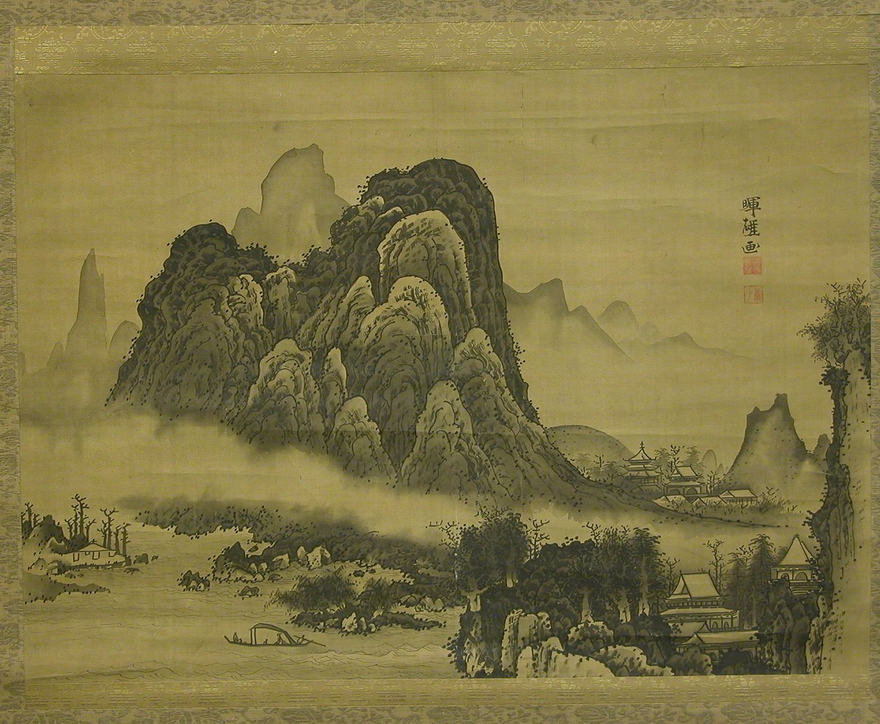 Vuoristomaisema, n. 1761-63. tekijältä Soga Shohaku