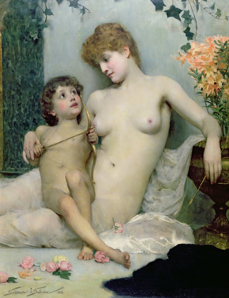 Rakkauden ensimmäinen oppitunti, 1885 tekijältä Solomon Joseph Solomon