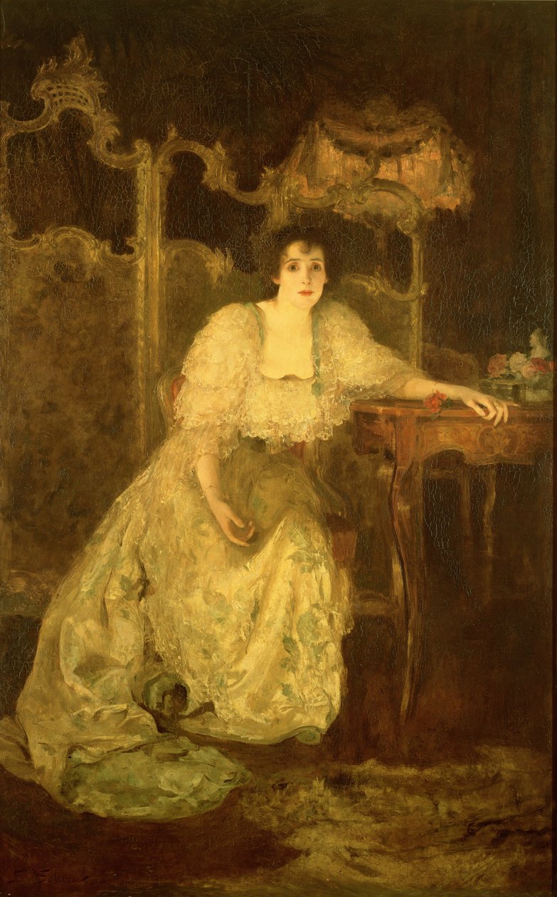 Rouva Patrick Campbell (1865-1940) rouvana Paula Tanqueray, 1894. tekijältä Solomon Joseph Solomon
