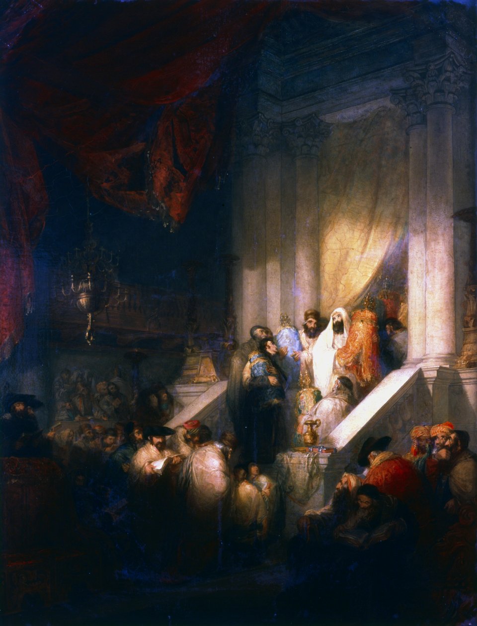 Lukeminen synagogan lakitauluista, 1831 tekijältä Solomon Alexander Hart