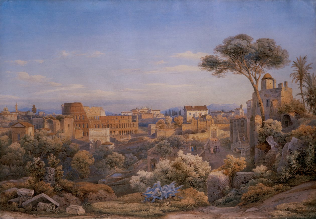 Colosseum ja Forum, lännestä katsottuna, Rooma tekijältä Solomon Corrodi