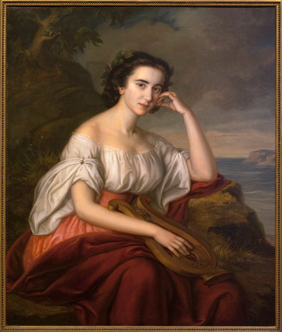 Sappho. Soma Orlay Petrichin (1822-1880) maalaus, öljy kankaalle, noin 1860. Unkarilaista taidetta tekijältä Soma Orlay Petrich