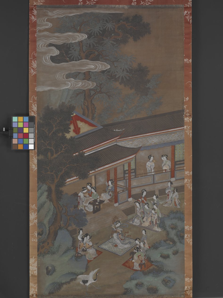 A Revel In The Han Palace, päivämäärä tuntematon (muste, väri ja kulta paperille). tekijältä Songnian Liu