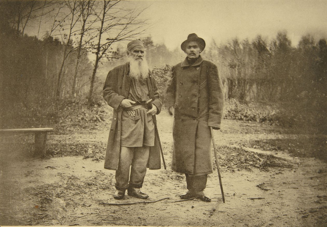 Leo Tolstoi ja kirjailija Maxim Gorki tekijältä Sophia Andreevna Tolstaya