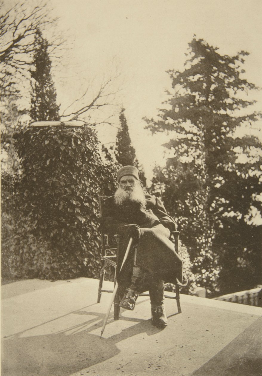 Venäläinen kirjailija Leo Tolstoi, Gaspra, Krim, Venäjä, 1902. tekijältä Sophia Andreevna Tolstaya