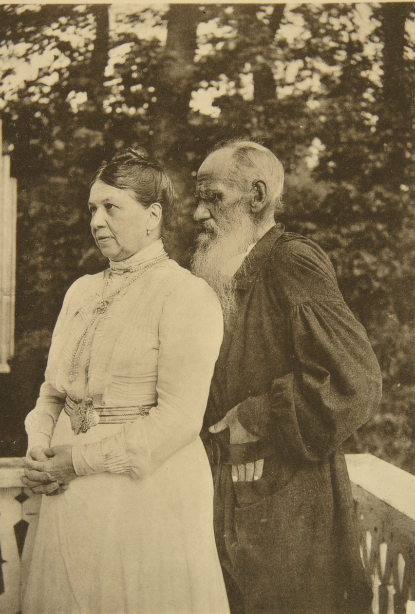 Venäläinen kirjailija Leo Tolstoi ja hänen vaimonsa Sofia, Venäjä, 1890-luku. tekijältä Sophia Andreevna Tolstaya