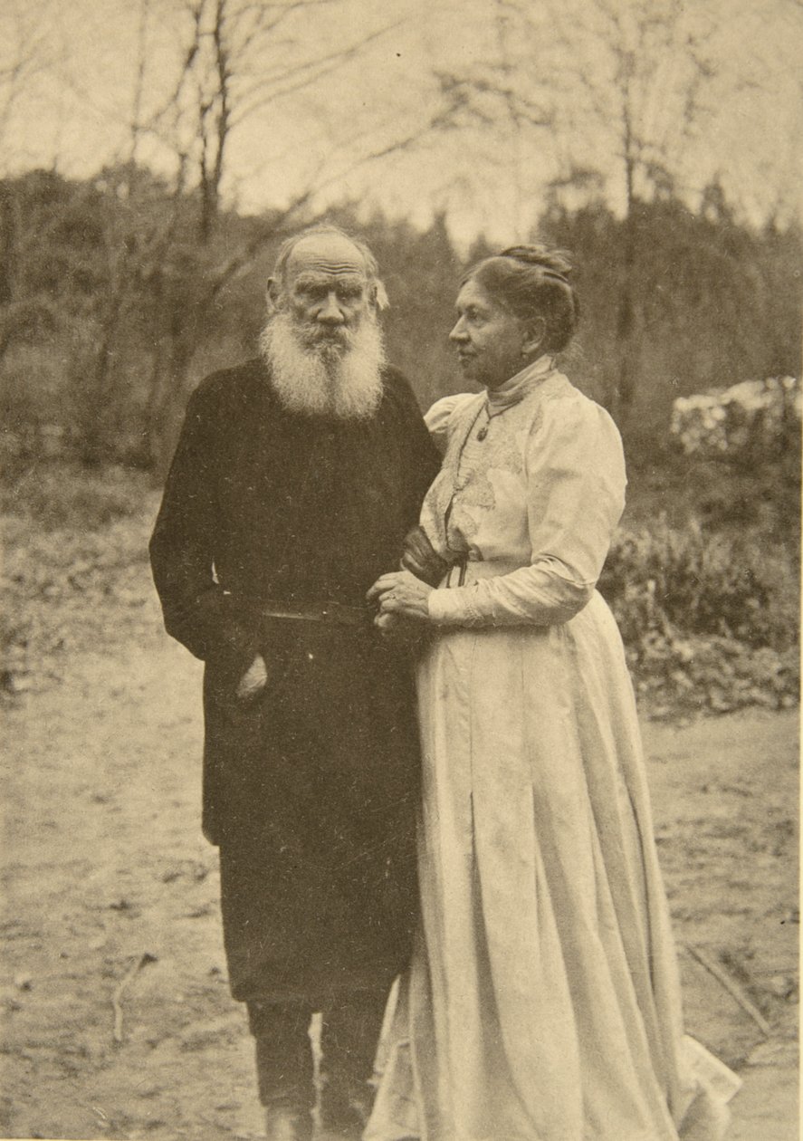 Venäläinen kirjailija Leo Tolstoi ja hänen vaimonsa Sofia, Venäjä, 23. syyskuuta 1910. tekijältä Sophia Andreevna Tolstaya