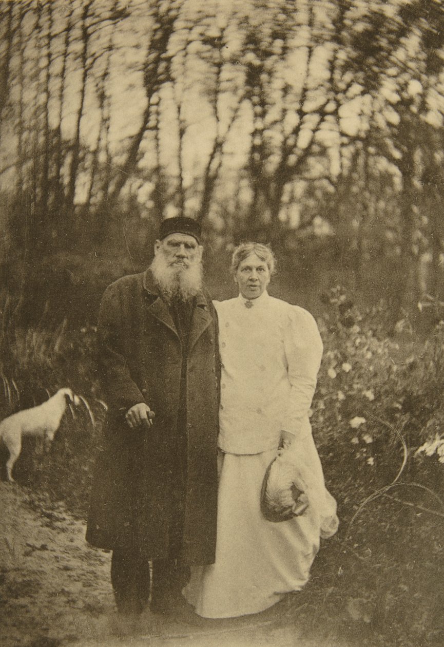 Venäläinen kirjailija Leo Tolstoi ja hänen vaimonsa Sofia Tolstaya, Venäjä, 1895 tekijältä Sophia Andreevna Tolstaya