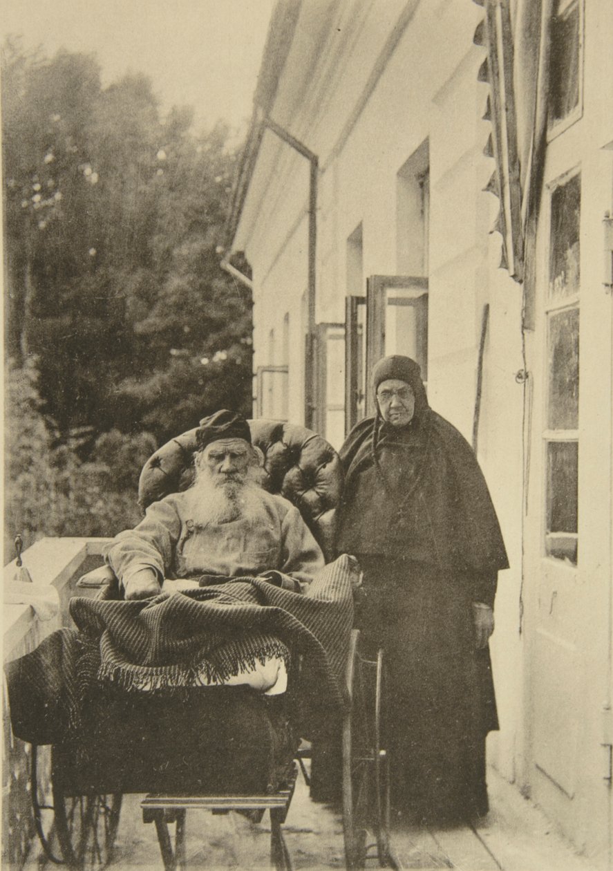 Venäläinen kirjailija Leo Tolstoi sisarensa Maria Nikolajevnan kanssa, Venäjä, 1900-luku tekijältä Sophia Andreevna Tolstaya