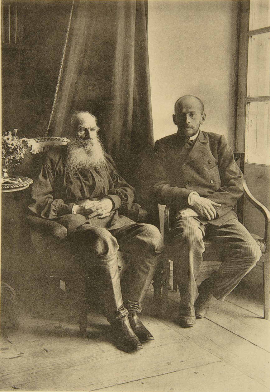 Venäläinen kirjailija Leo Tolstoi poikansa Leon kanssa, Venäjä, 1899 tekijältä Sophia Andreevna Tolstaya
