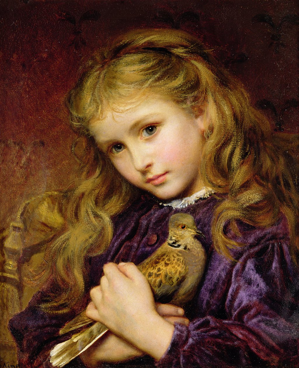 Turtle Dove (öljy kankaalle asetettuna alukselle) tekijältä Sophie Gengembre Anderson