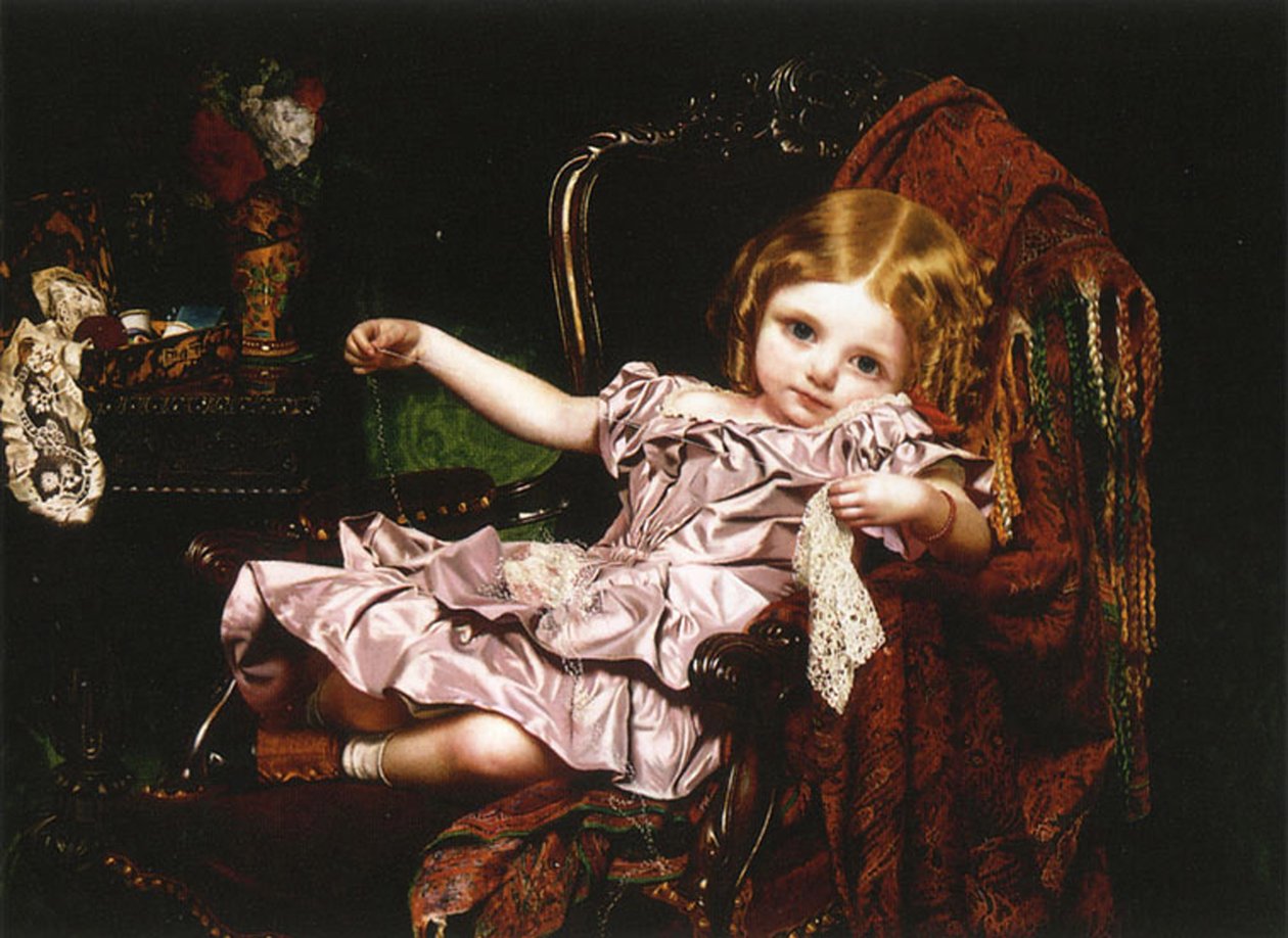 Nuori tyttö nojatuolissa, n. 1850 tekijältä Sophie Gengembre Anderson