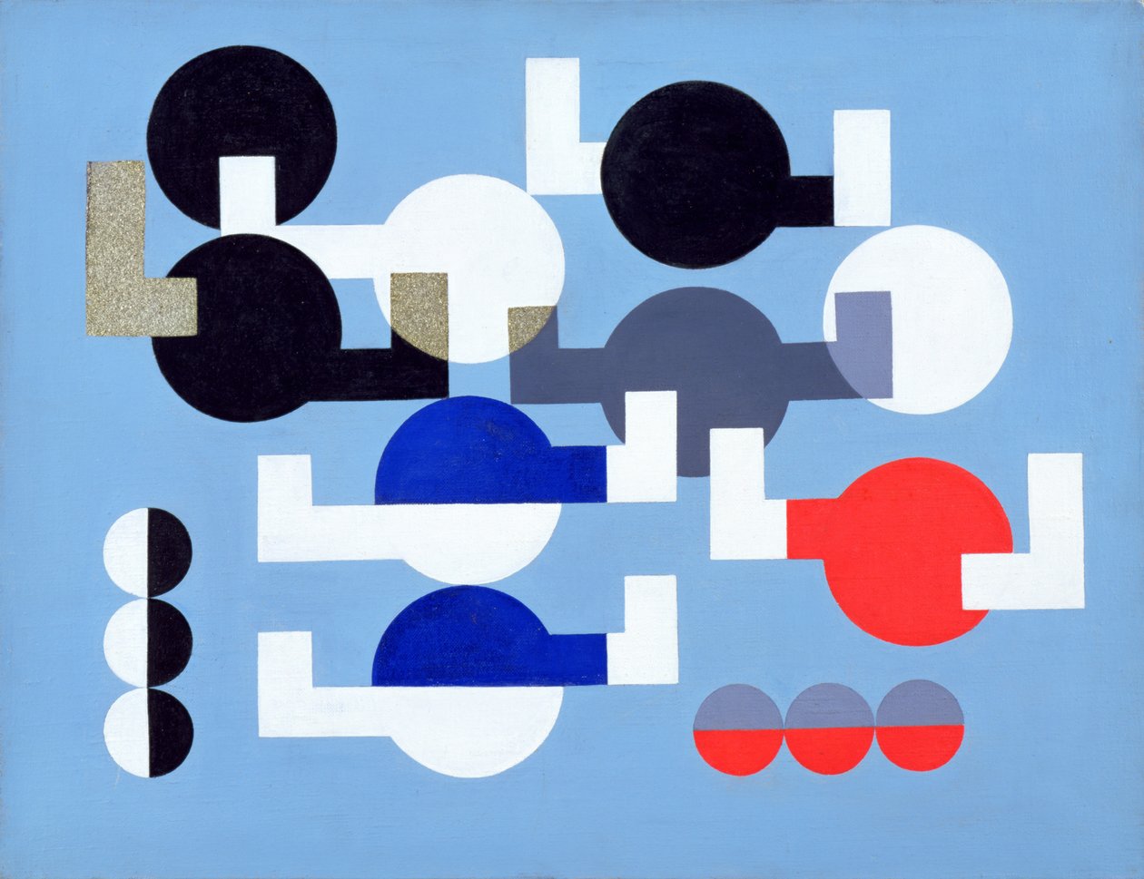 Ympyröiden ja päällekkäisten kulmien sommittelu, 1930 tekijältä Sophie Taeuber Arp