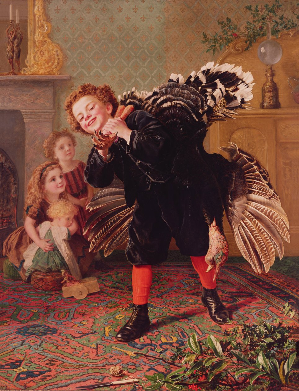Here Comes the Gobbler..., noin 1877 tekijältä Sophie Gengembre Anderson