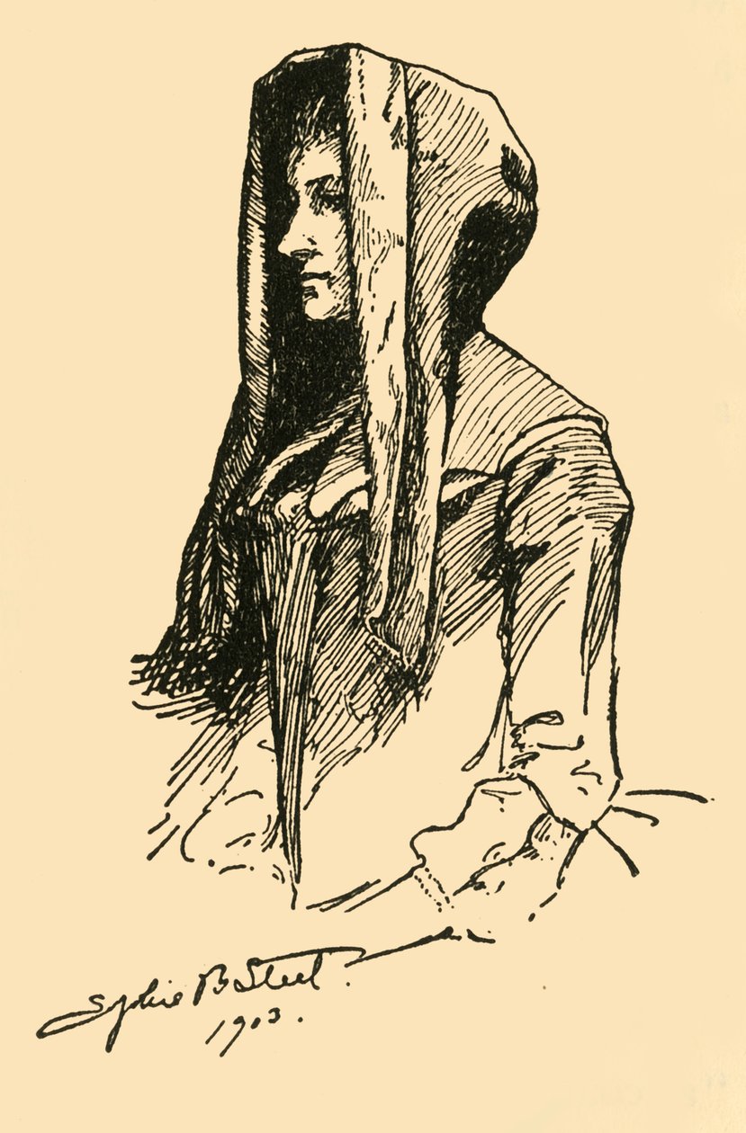 Camlet-huppu, otettu alkuperäisestä vaatekappaleesta, c1702, 1903, 1937. tekijältä Sophie B. Steel