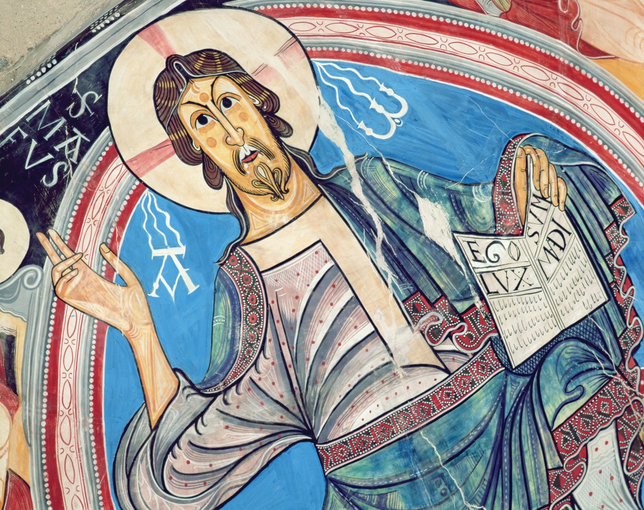 Christ in Majesty na nasa gilid ng mga seraphim at mga simbolo ng mga Ebanghelista, kopya ng orihinal na finn ng ika-12 siglo tekijältä Spanish School