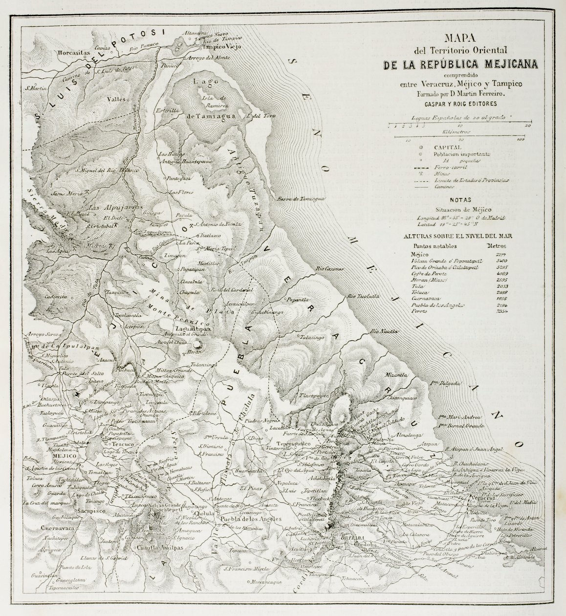 Kartta Meksikon tasavallan itäisistä alueista sellaisena kuin ne olivat vuonna 1862, "Universal Museumista", julkaistu 1862 tekijältä Spanish School
