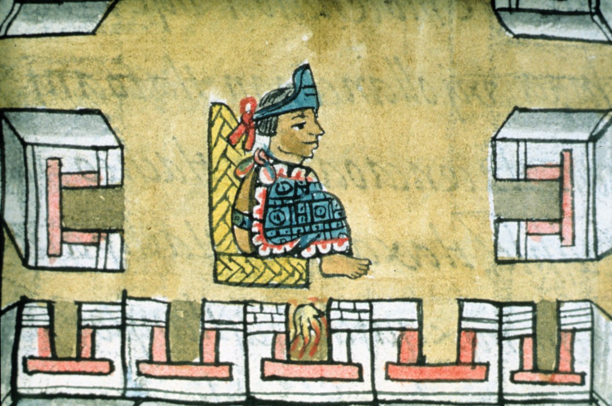 rouva Palat. 218-220 Kirja IX Montezuma II (1466-1520), Bernardino de Sahagunin "Florentinan koodeksista", n. 1540-85 tekijältä Spanish School