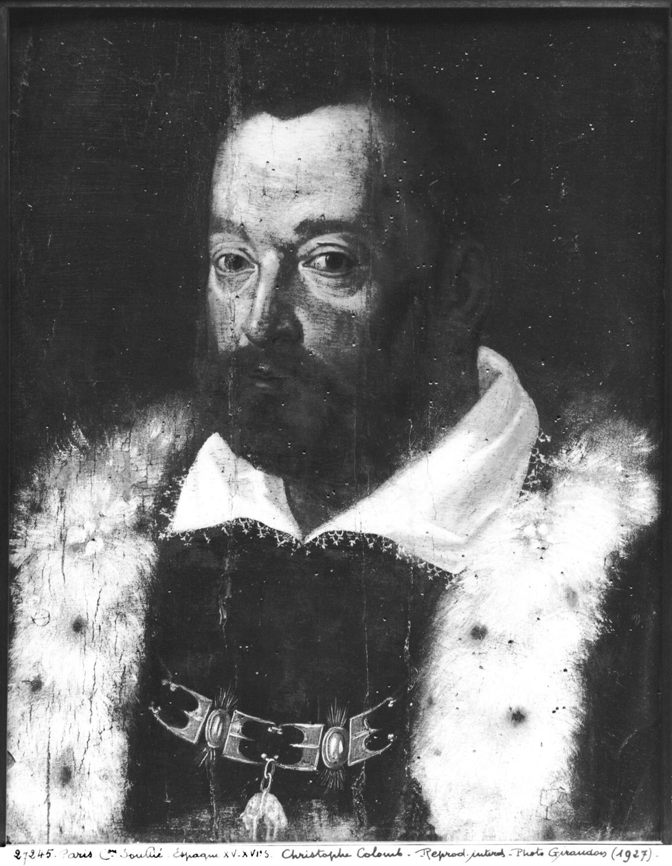 Kristoffer Kolumbuksen (1450-1506) muotokuva tekijältä Spanish School