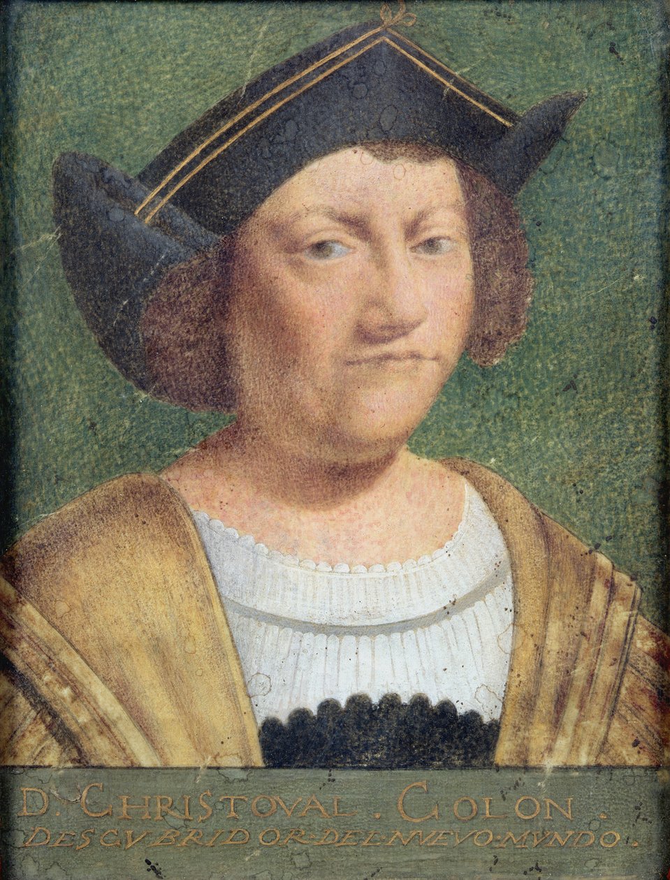 Kristoffer Kolumbuksen (1451-1506) muotokuva (vellum) tekijältä Spanish School