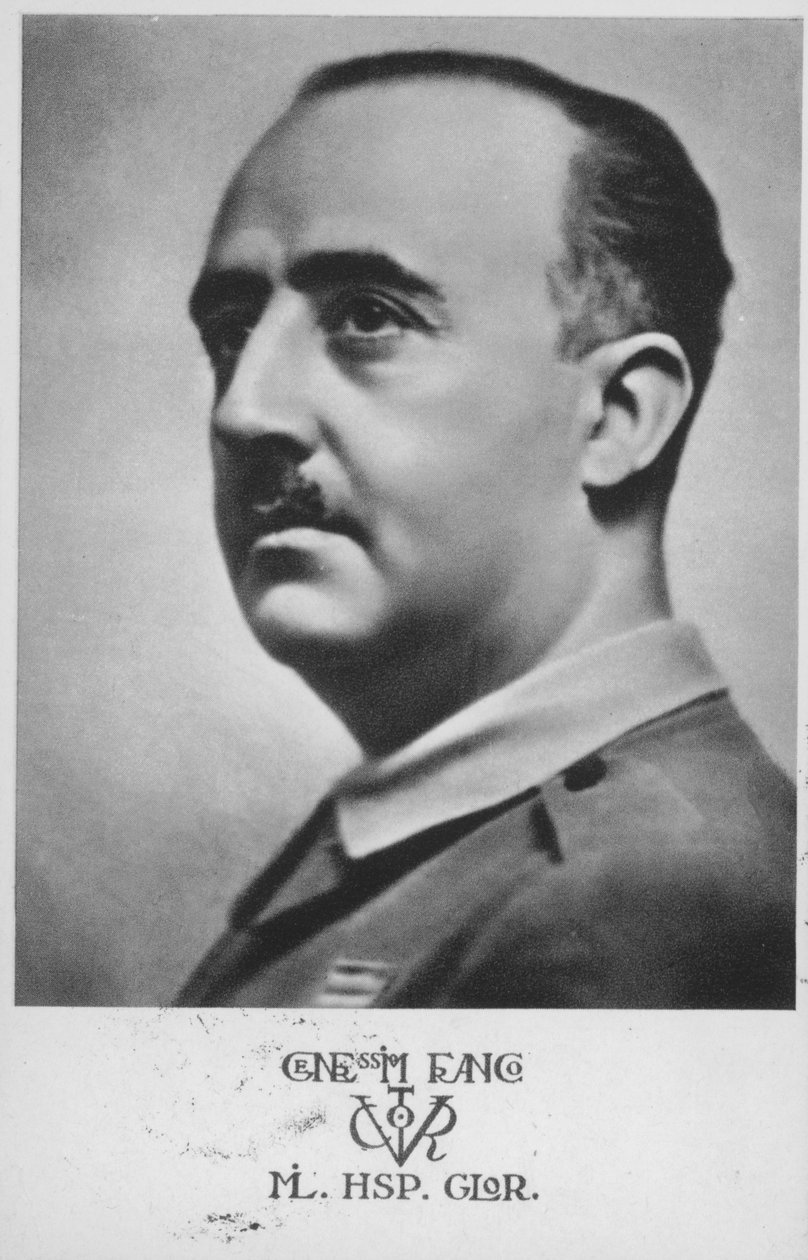 Francisco Franco, espanjalainen kenraali ja diktaattori (s/w-kuva) tekijältä Spanish Photographer
