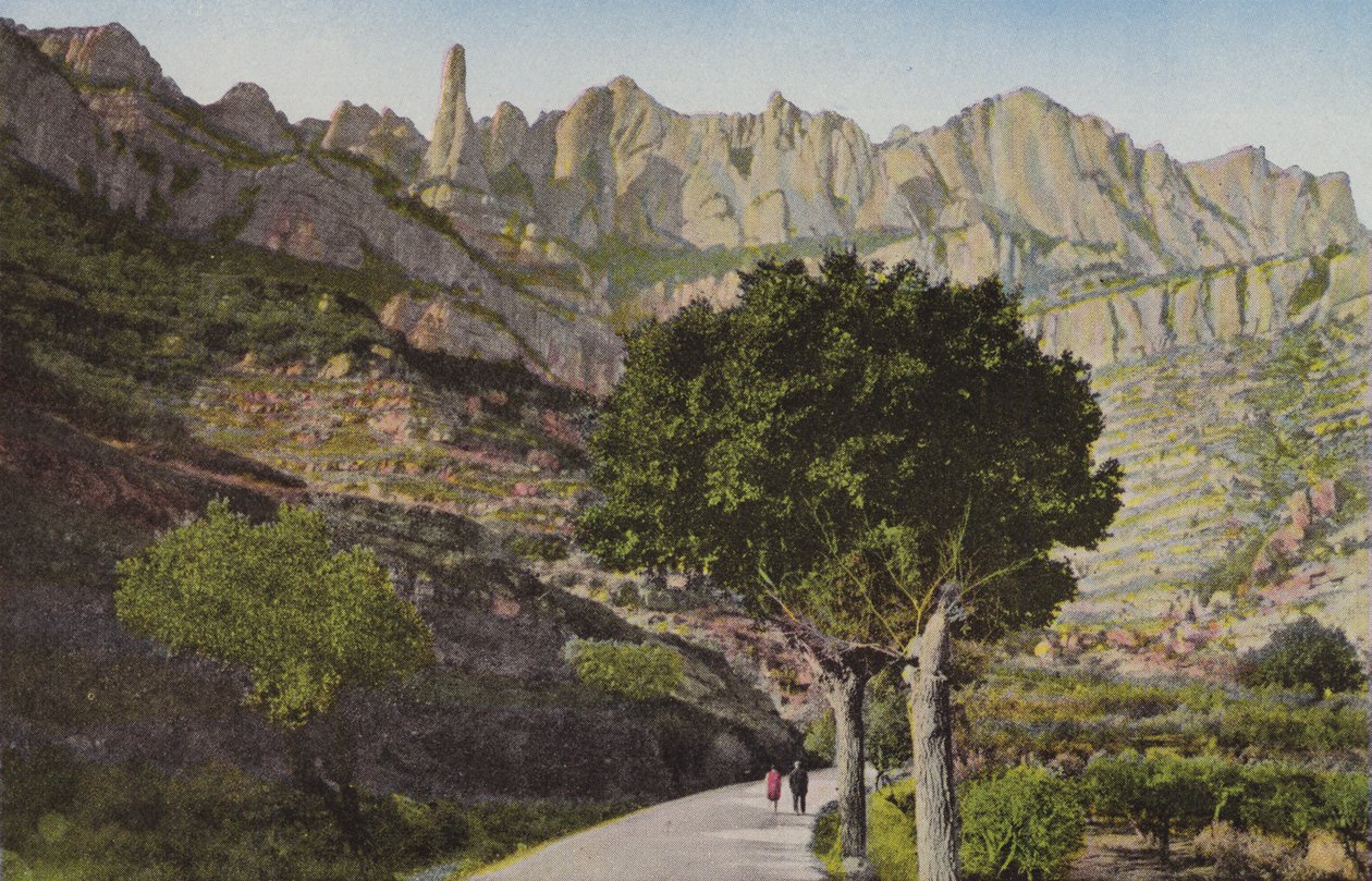 Montserrat: La muntanya des de la carretera de Monistrol; La Montana Monistrolin tieltä (värillinen kuva). tekijältä Spanish Photographer