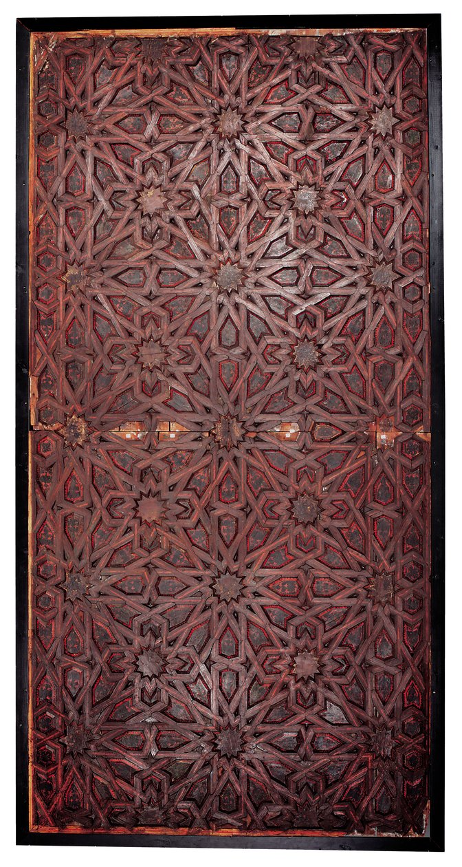 Mudejar geometrinen katto, Etelä-Espanja, luultavasti Sevilla (maalattu puu) tekijältä Spanish School