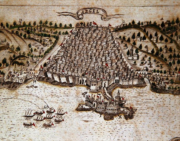 Alger (tussi ja akvarelli paperille) (yksityiskohta kuvasta 268751) tekijältä Spanish School