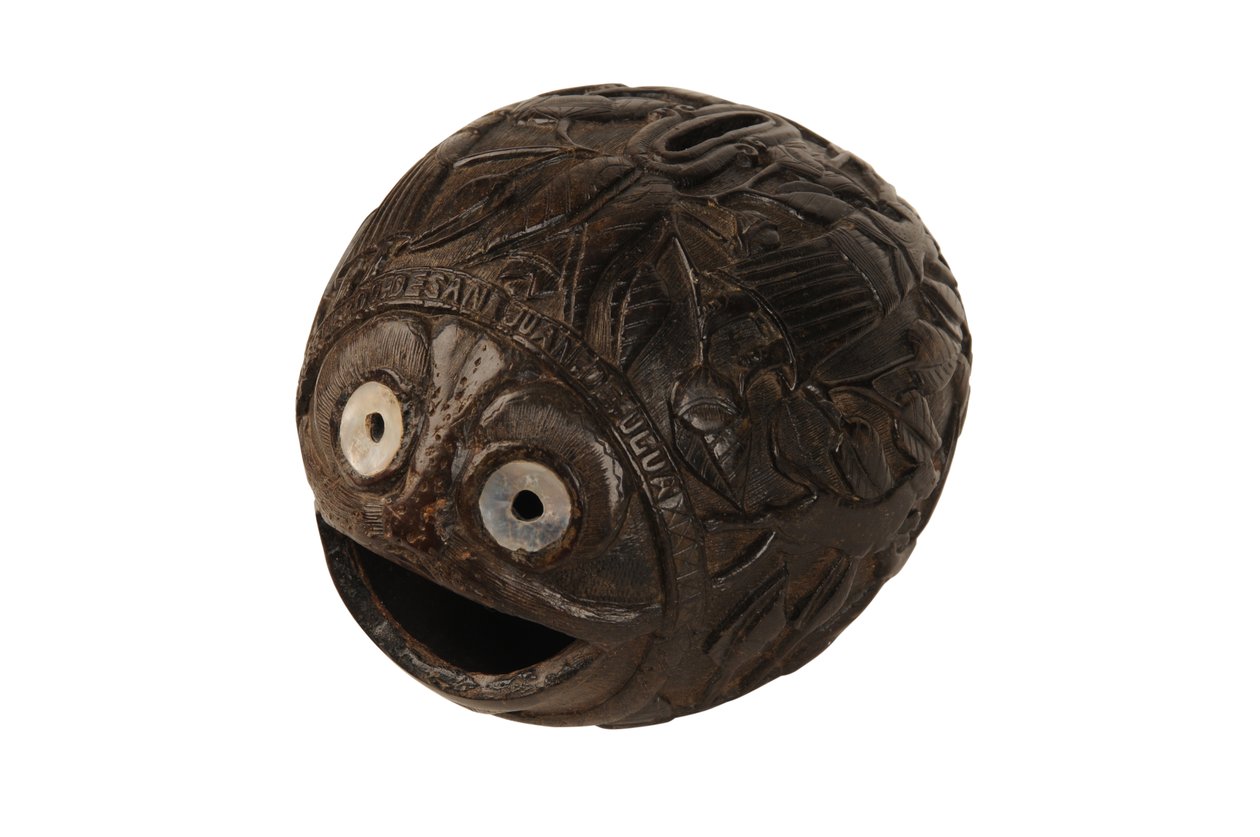 Veistetty kookosrahalaatikko bugbear, espanjalainen siirtomaa, n.1800 (kookos) tekijältä Spanish School