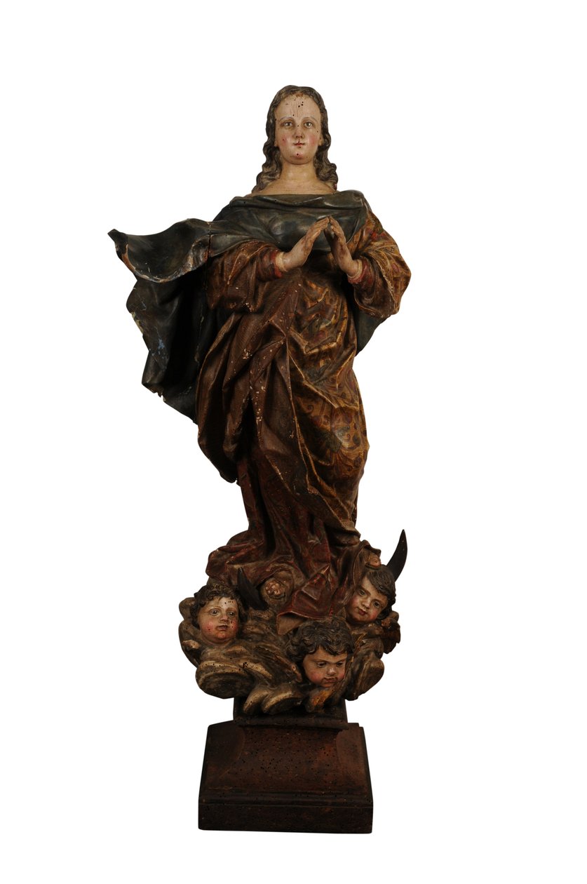 Veistetty puuveistos Madonna of the Immaculate Concept, Espanja, n. 1750 (puu) tekijältä Spanish School